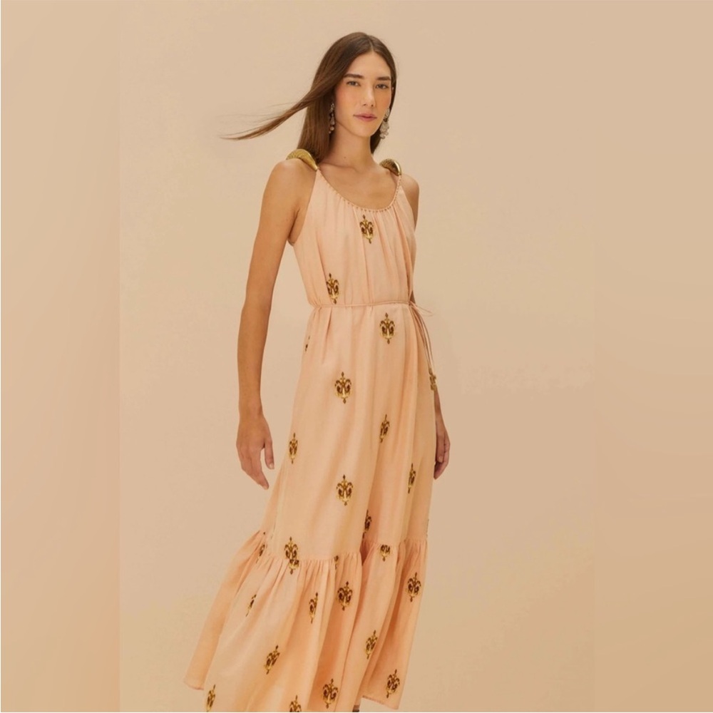 FARM Rio Sand Anchor Tapestry Fish Strap Maxi Dress Size L Large - Picture 3 of 4